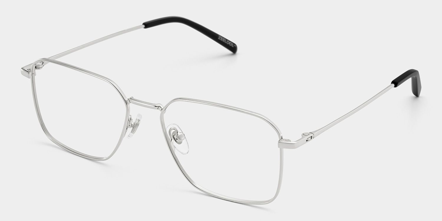 Leah Silver Eyeglass Frames for Men in Metal Material | ZEELOOL3