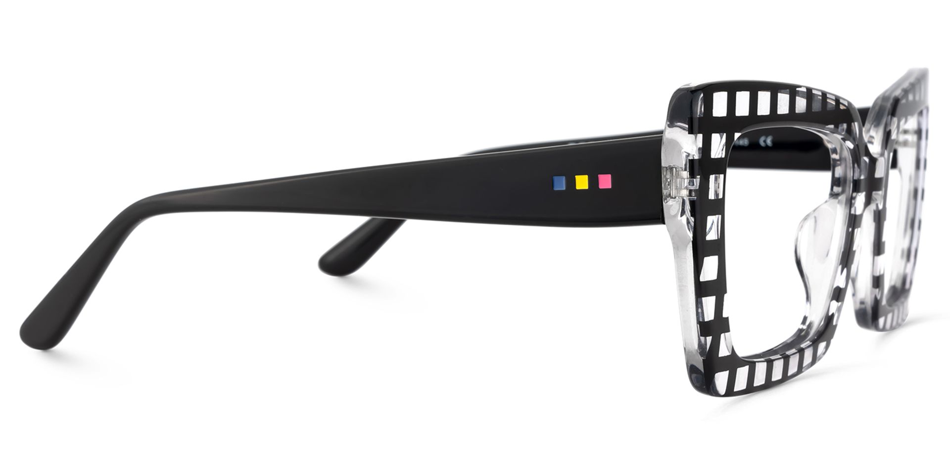 Tootie Eyeglasses in Butterfly Black Crystal Checkered Frame | Zeelool4