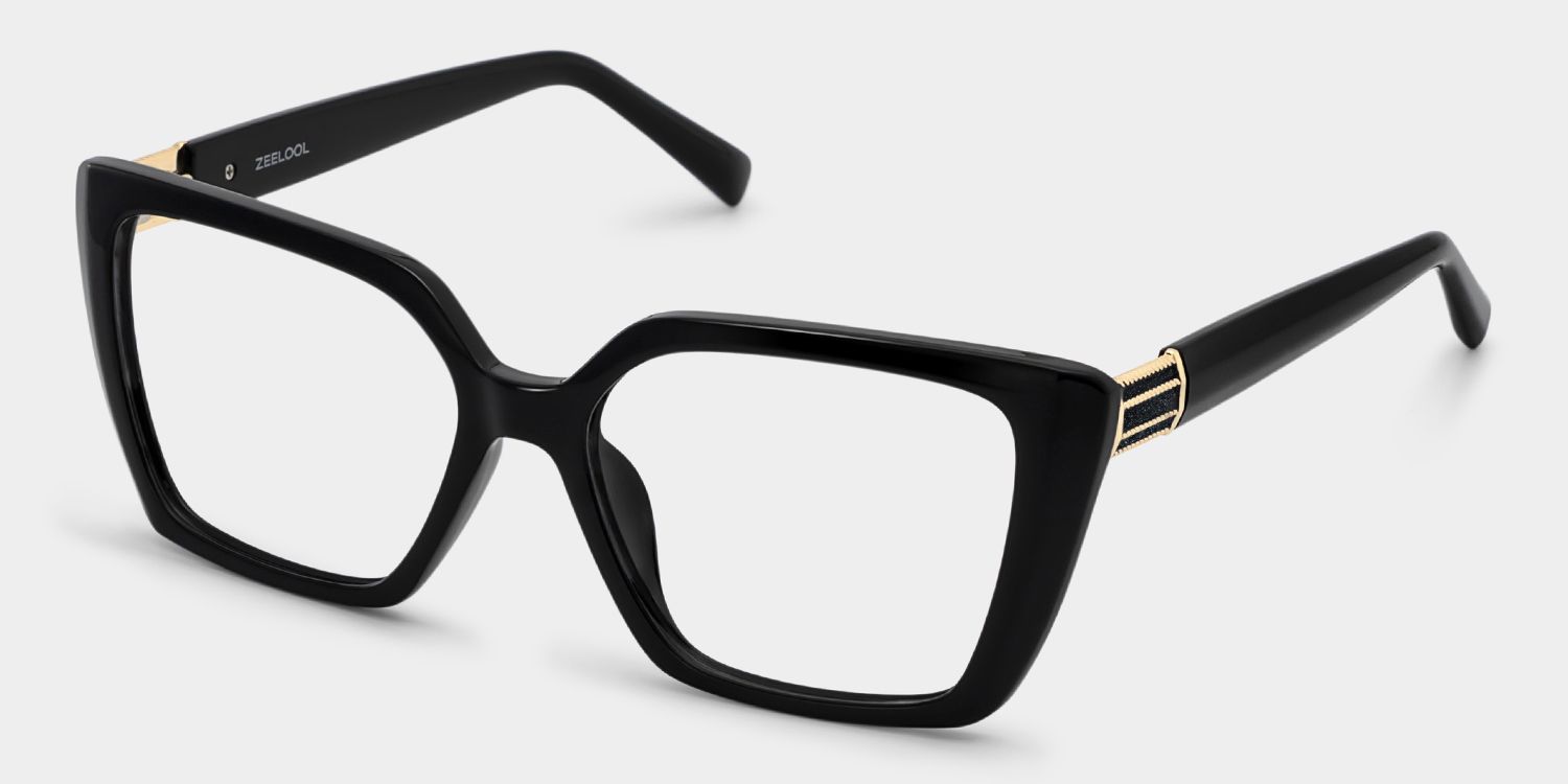 Emery Black Full Rim Geometric Eyeglasses | ZEELOOL
