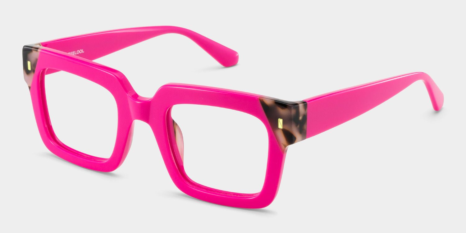 Square Pink Tortoise Eyeglasses- Sarah Acetate Frame Glasses3