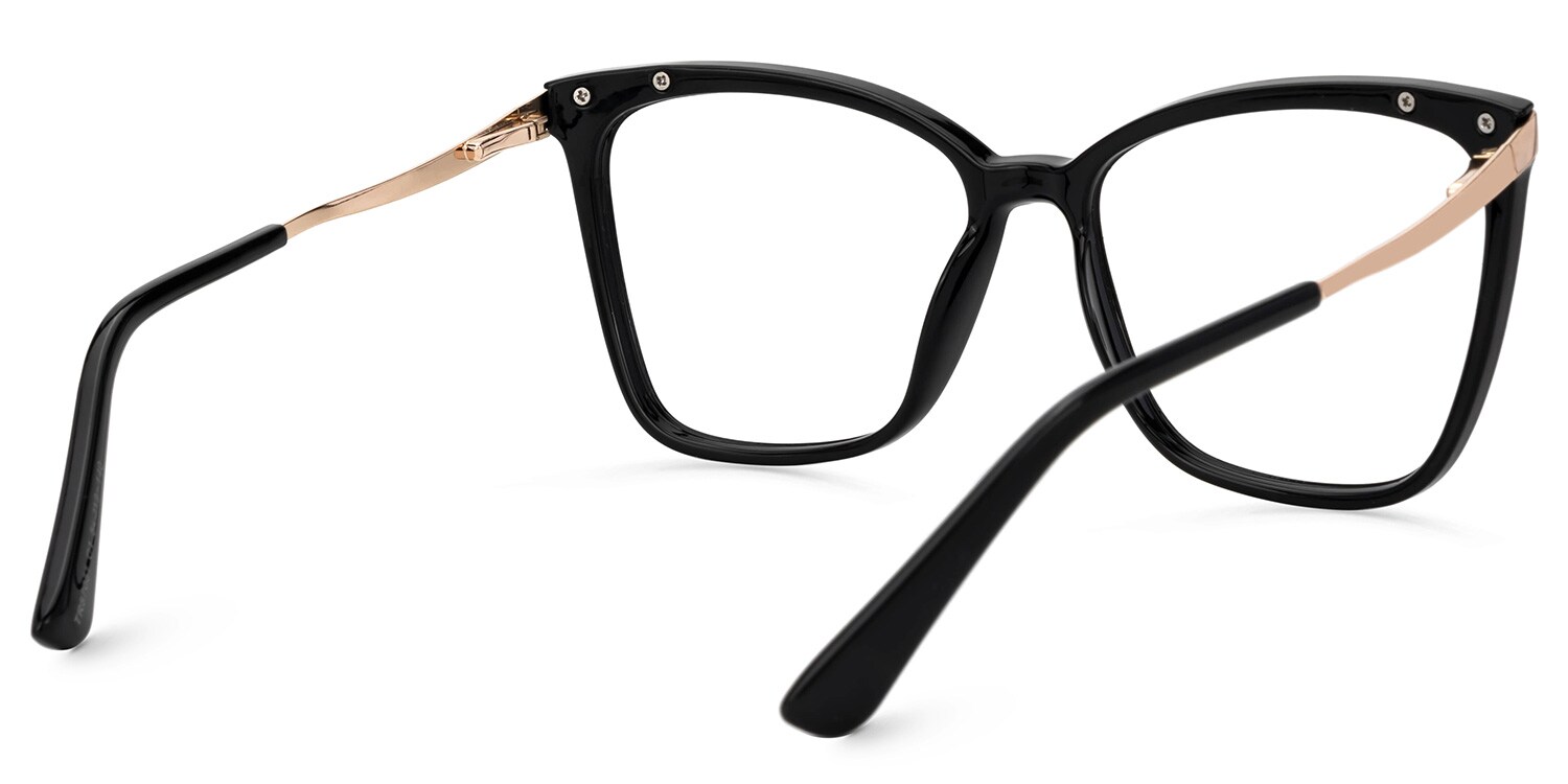 Greer Black Butterfly Frame Glasses with Gold Arms3