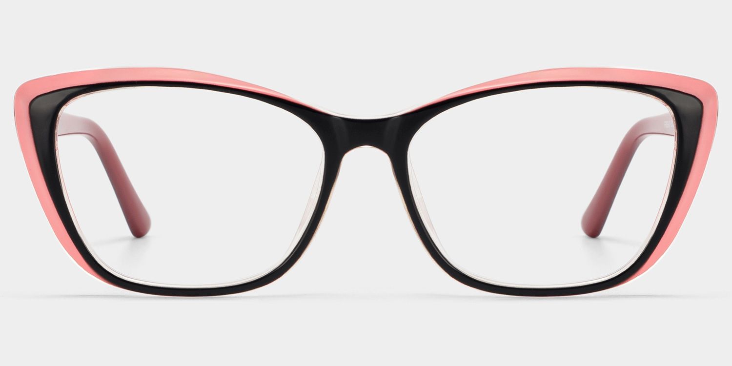 Fidelia Cat Eye Black Sunglasses and Pink Edge