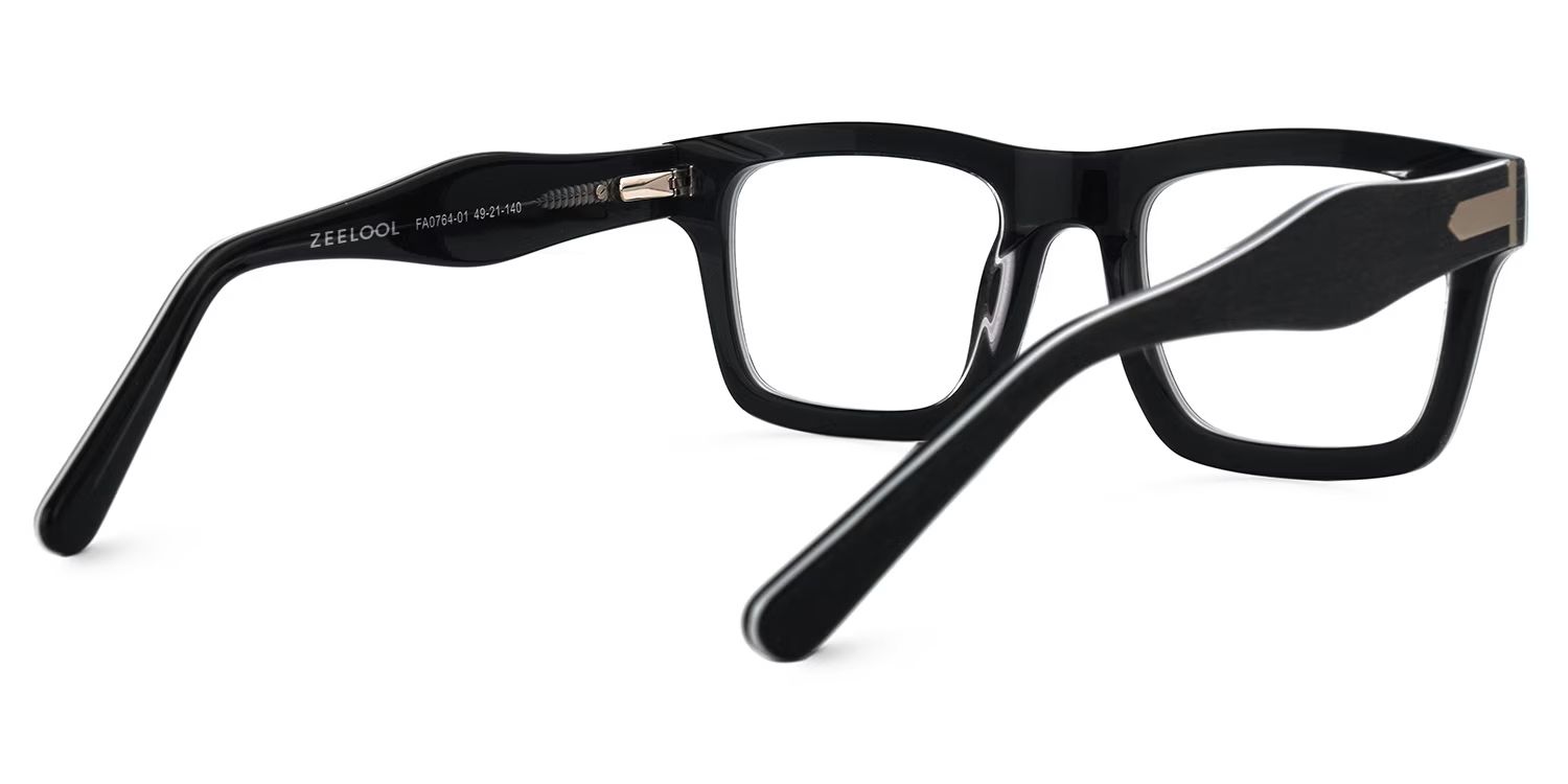 Riley Rectangle Black Frosted Frame Glasses | Zeelool5