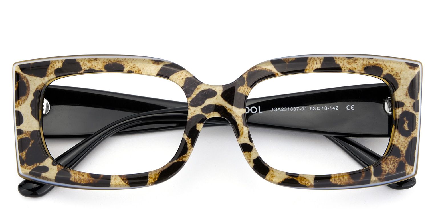 Orduno Brown Leopard Rectangle Shape Eyeglasses | Zeelool2