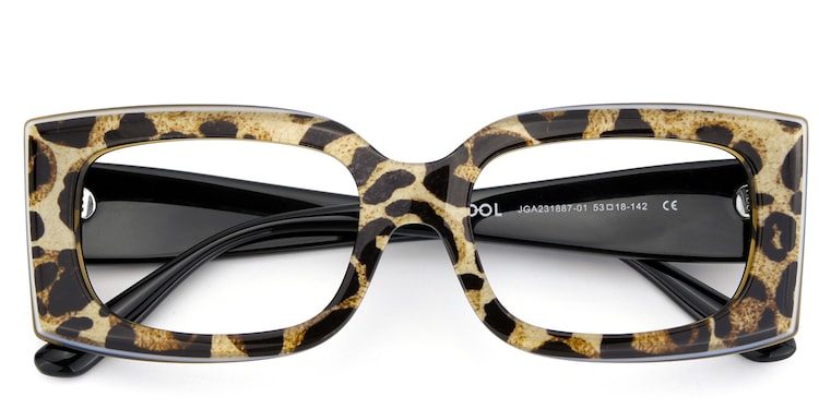 Orduno Rectangle Brown Leopard Glasses