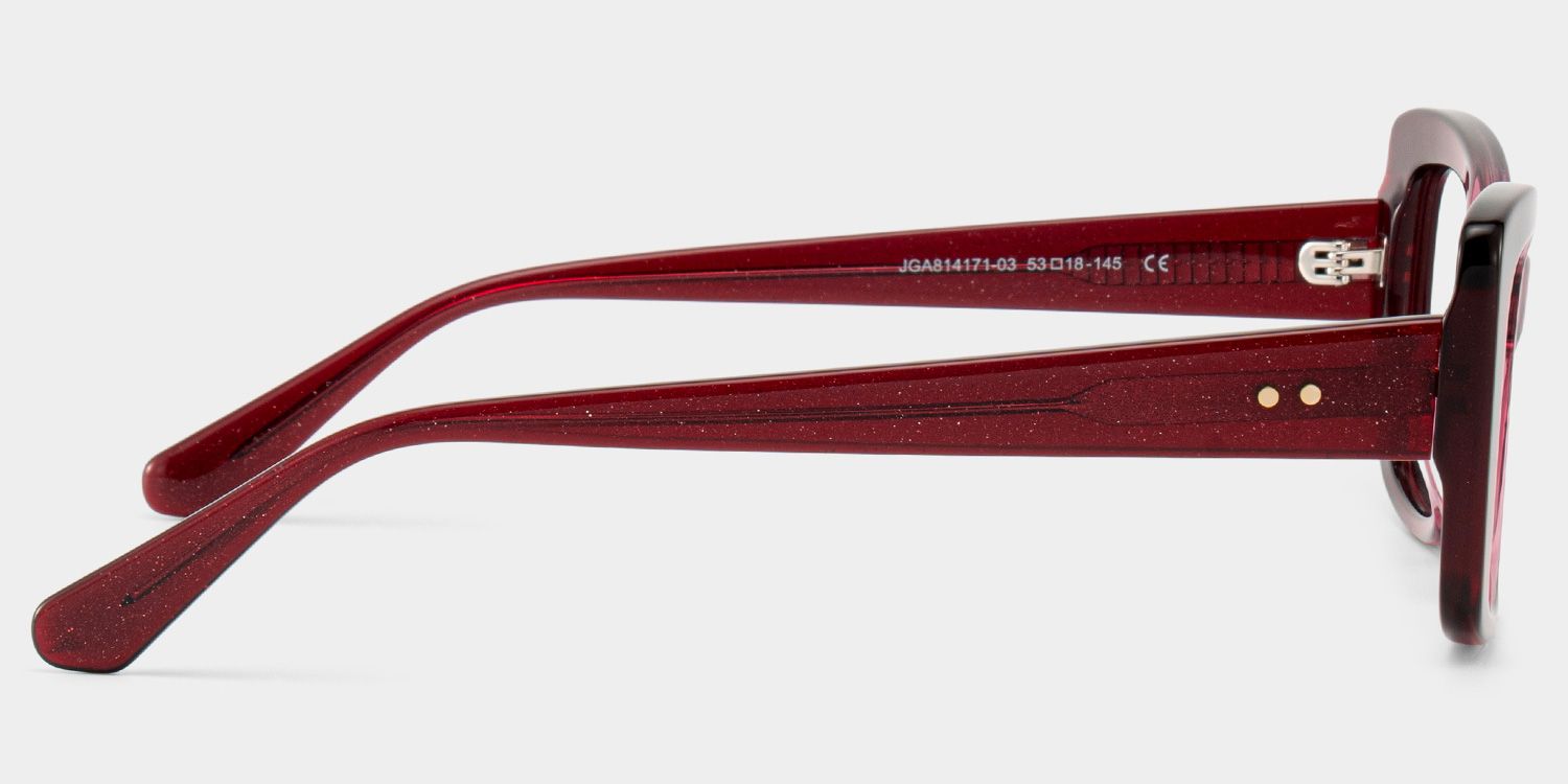 Leona Rectangle Red Gradient Glitter Glasses Frames | ZEELOOL
