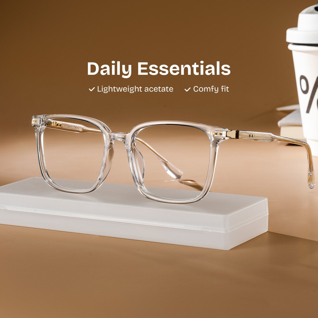 Zoe Crystal Frame Glasses with Square Frame Online | ZEELOOL