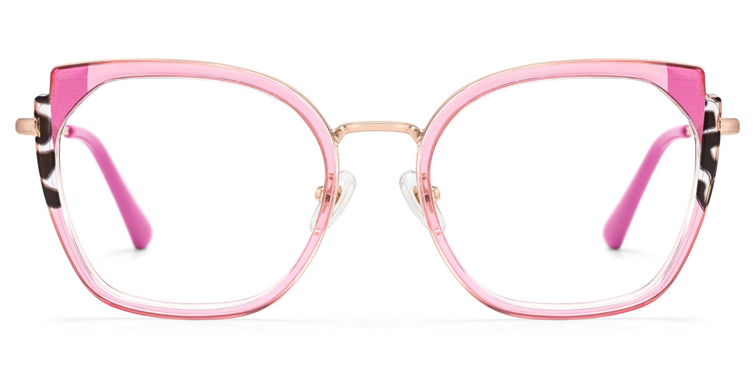 Beige Metal Frame Glasses With Wide Size For Women