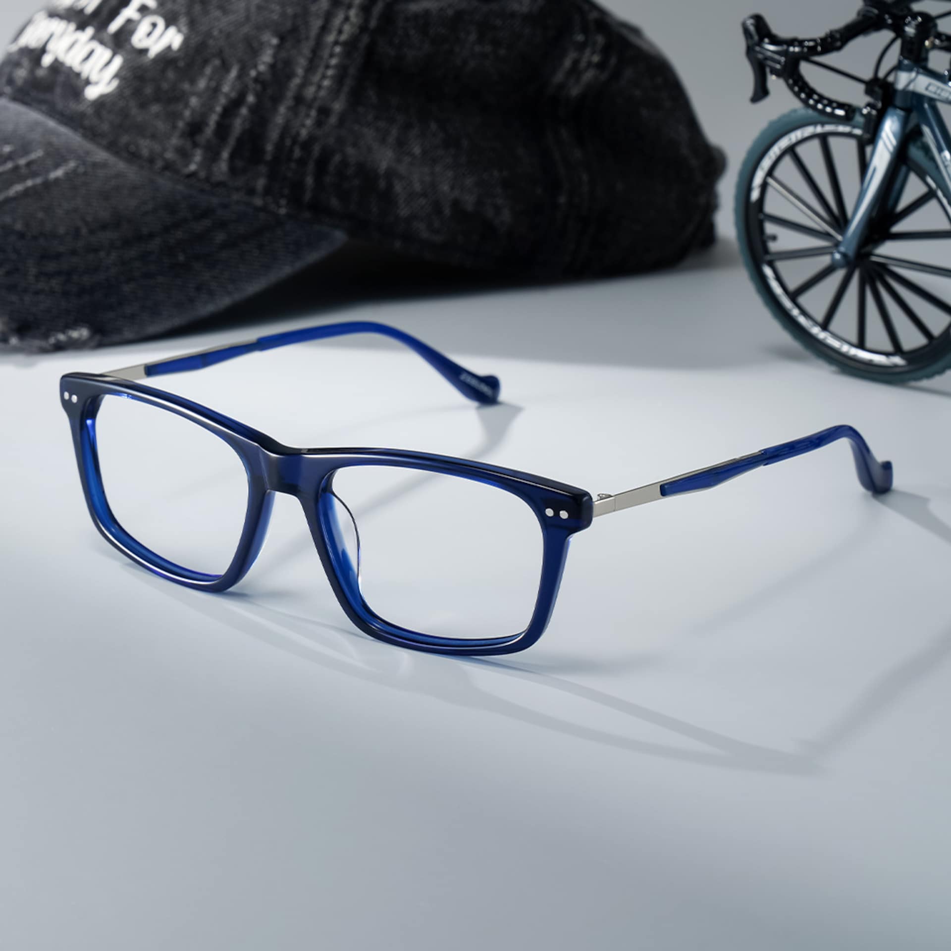 Cozy Blue Frame Glasses with Rectangle Frame Online | ZEELOOL3