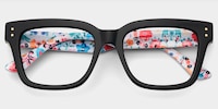Zinnia Rectangle Black Glasses2