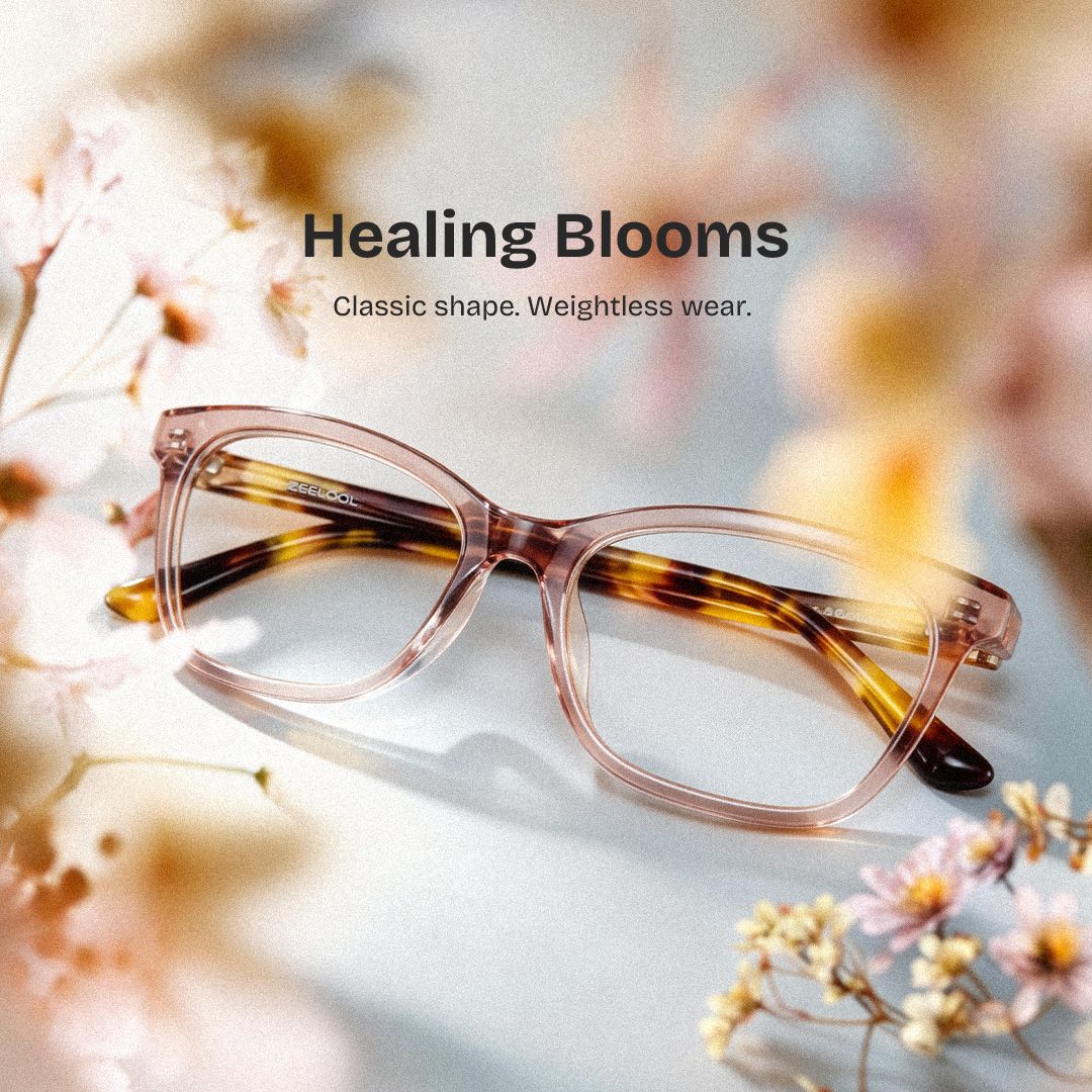 Bella Gardening Pink Floral Rectangle Acetate Glasses | ZEELOOL