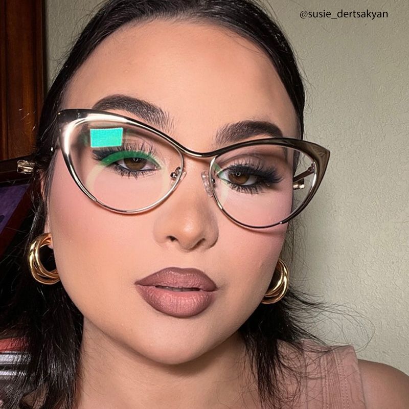 Ellen Cat eye Silver Eyeglasses and Metal Browline Frame6