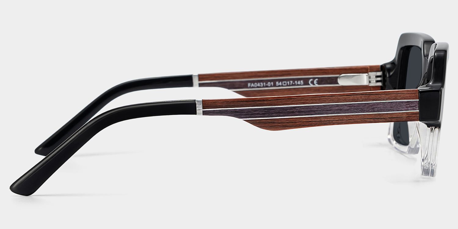 Jack Rectangle Black & Clear Sunglasses | Zeelool Glasses