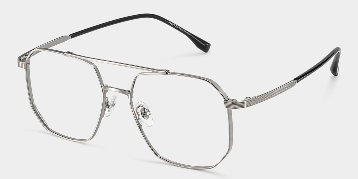 Logan Silver Frame Glasses with Aviator Frame Online | ZEELOOL