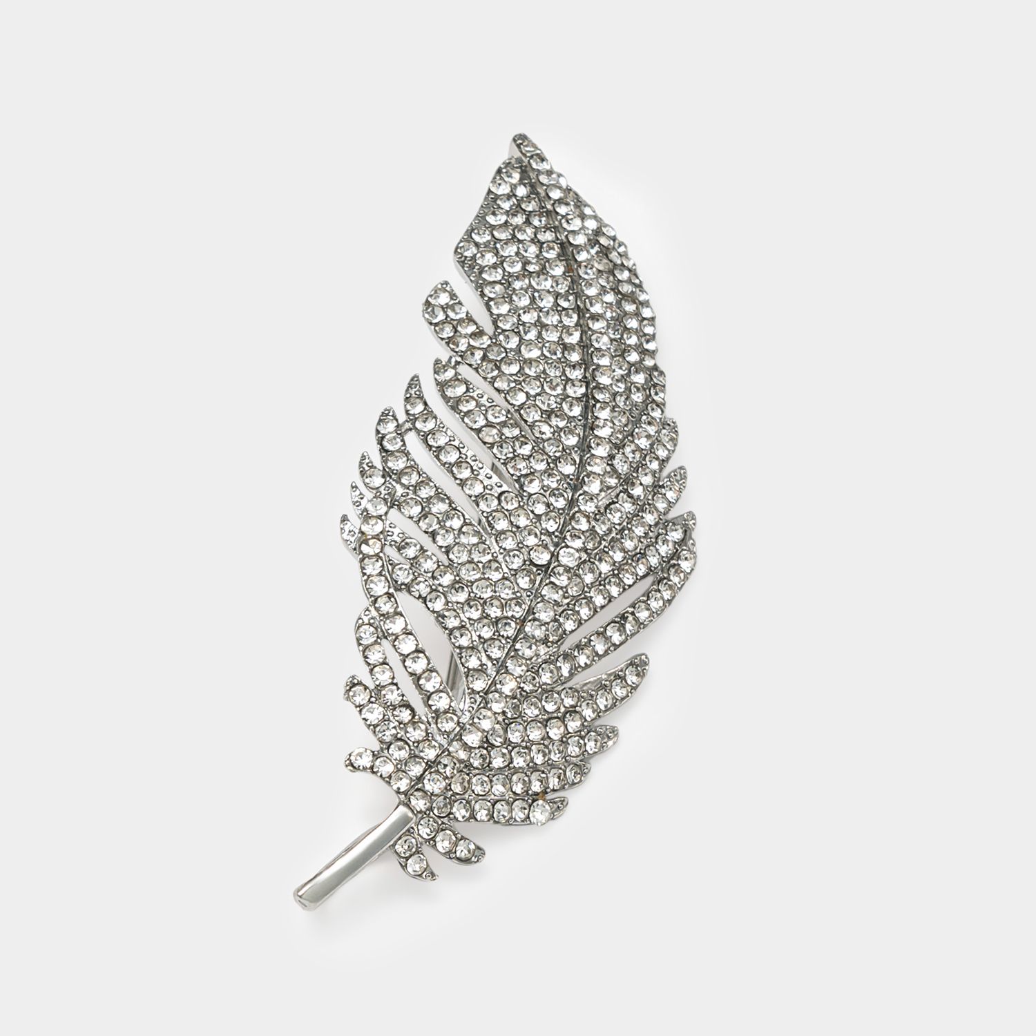 Full Rhinestone Classic Feather Brooch0