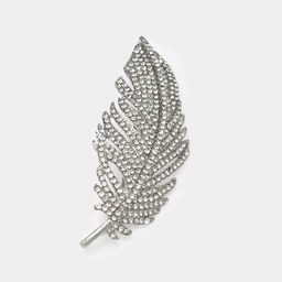 Full Rhinestone Classic Feather Brooch0
