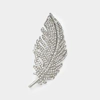 Full Rhinestone Classic Feather Brooch0