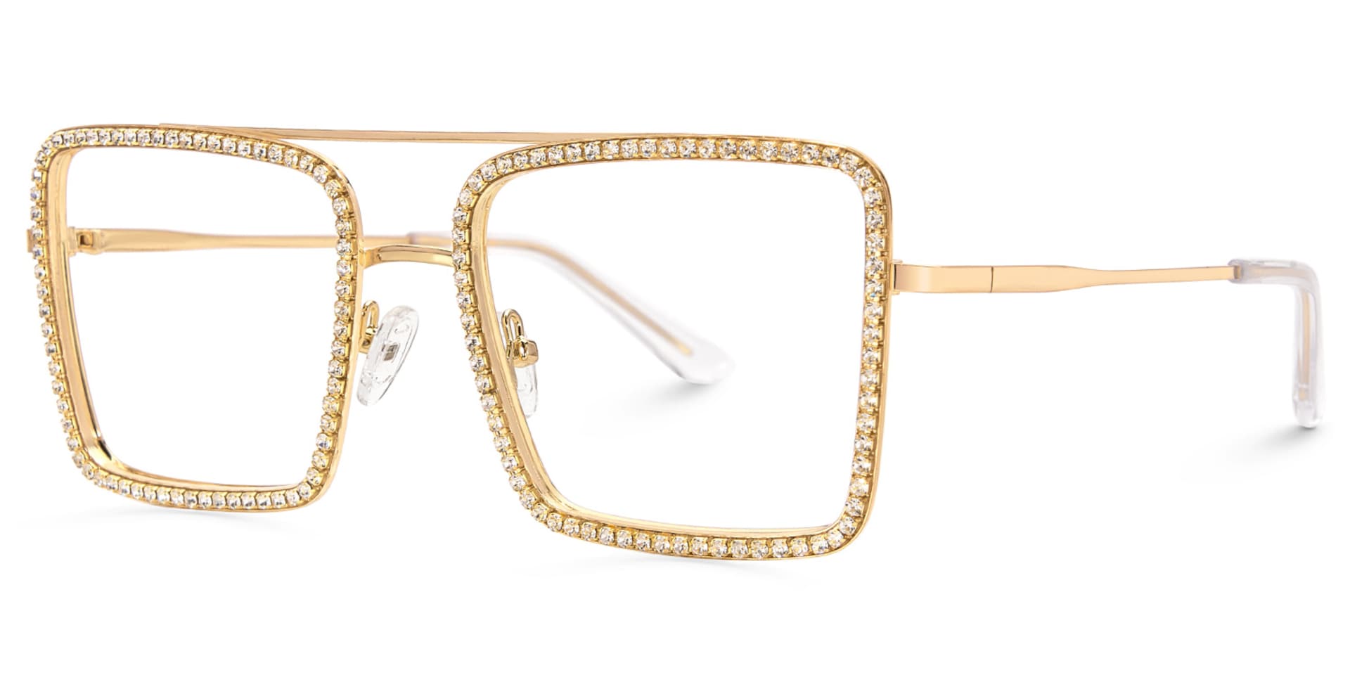 Diva Frame Glasses, Gold Glitter Sparkle Square Eyeglasses3