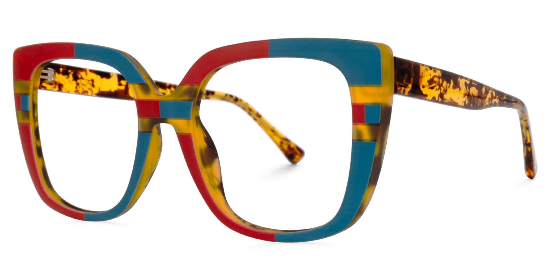 Brenda Square Blue-Red Glasses | Zeelool Glasses1