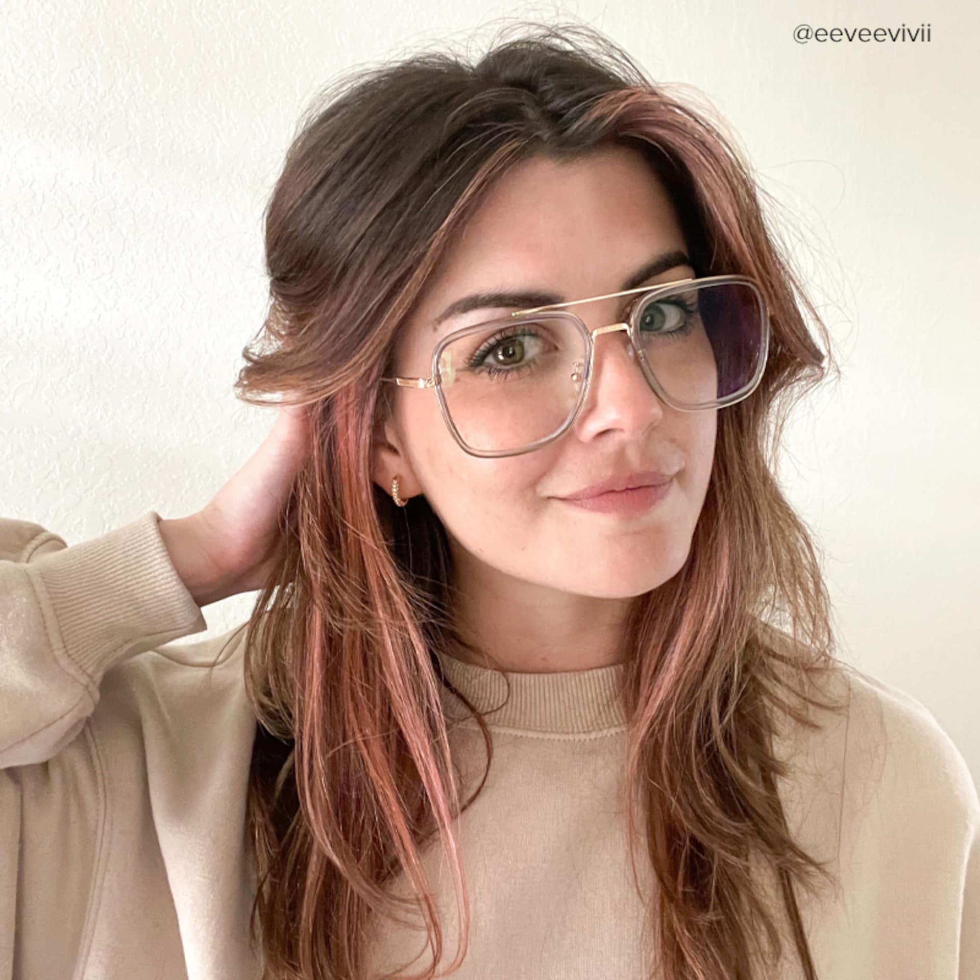 Nayeli Aviator Gray-Gold Glasses | Zeelool Glasses5