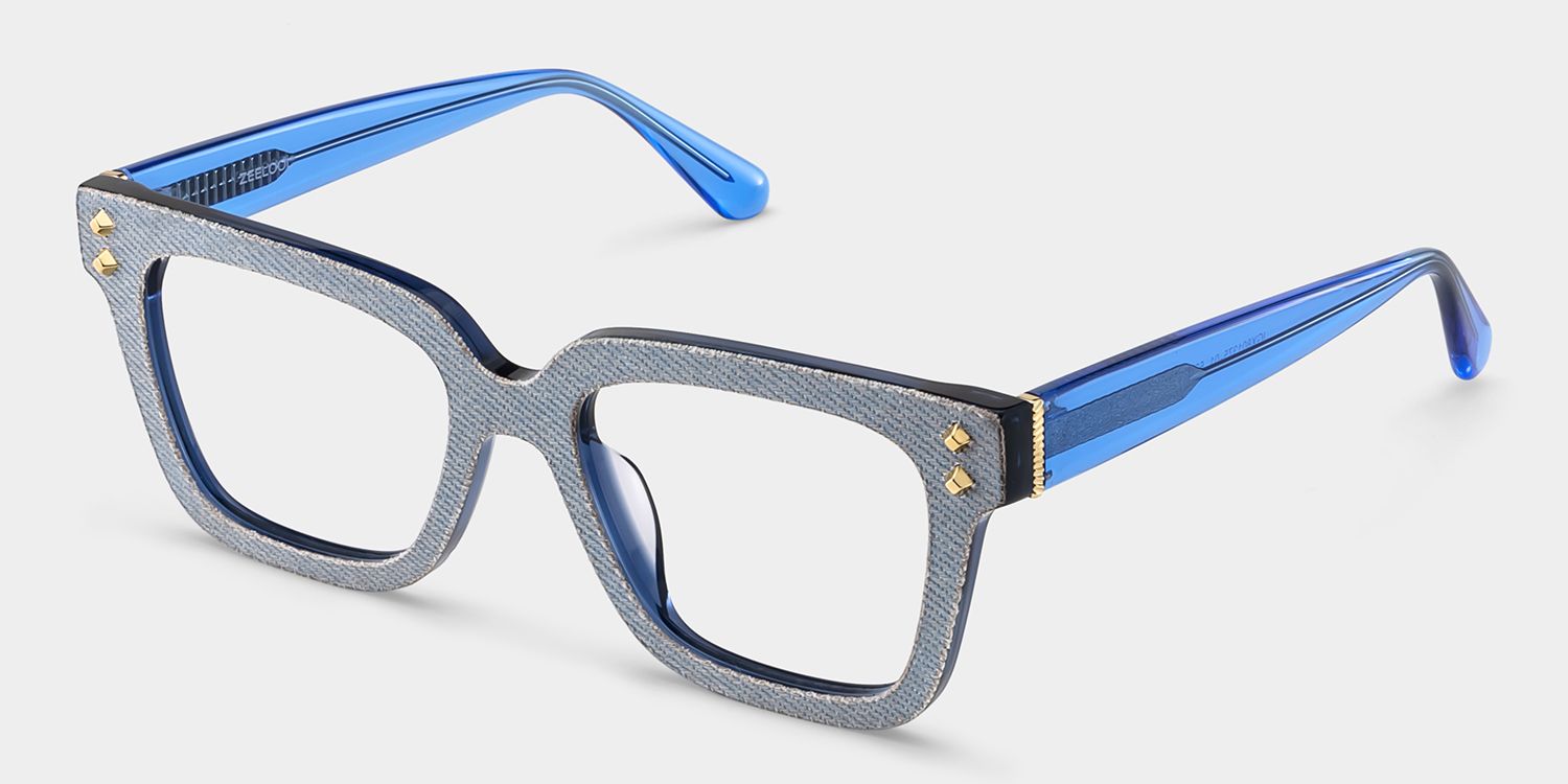 Square Blue Eyeglasses- Luxe Acetate Frame Glasses3
