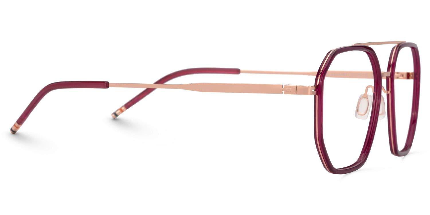 Red Mixed-Materials Aviator Eyeglasses- Bethany2