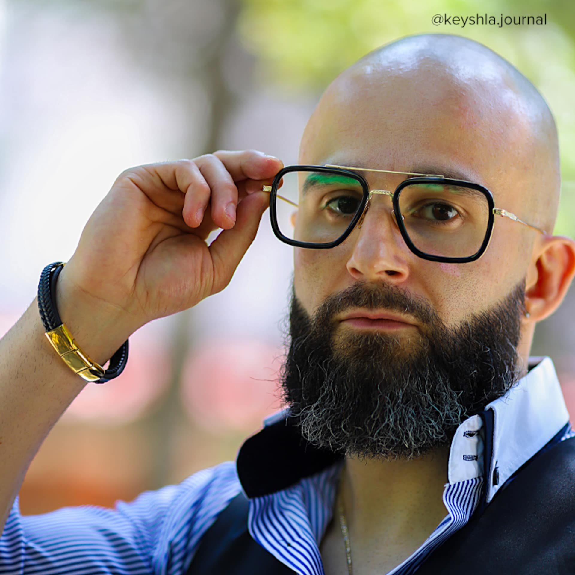 Gifford Aviator Black Frame Glasses with Gold Trim6