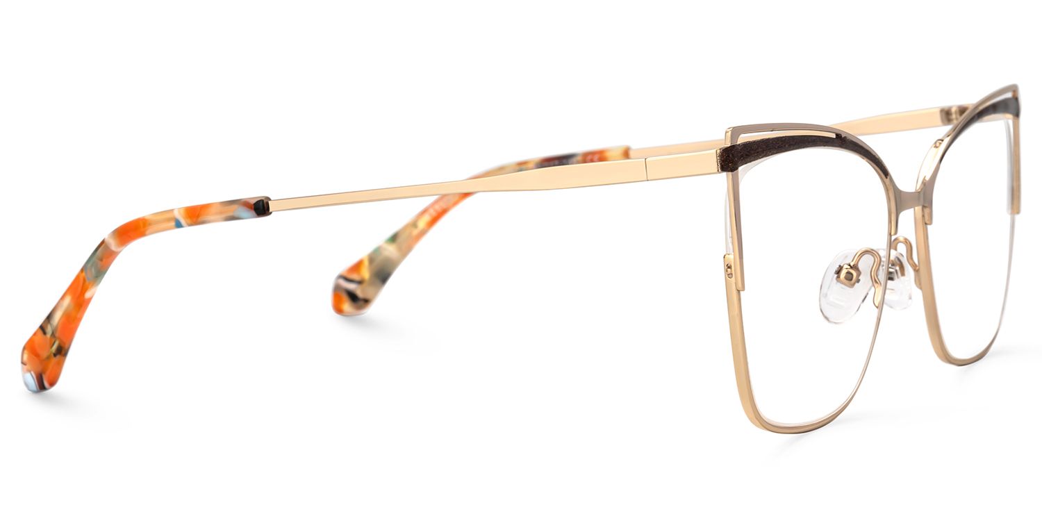 Darian Gold Frame Eyeglasses Men's in Semi-rimless | Zeelool2