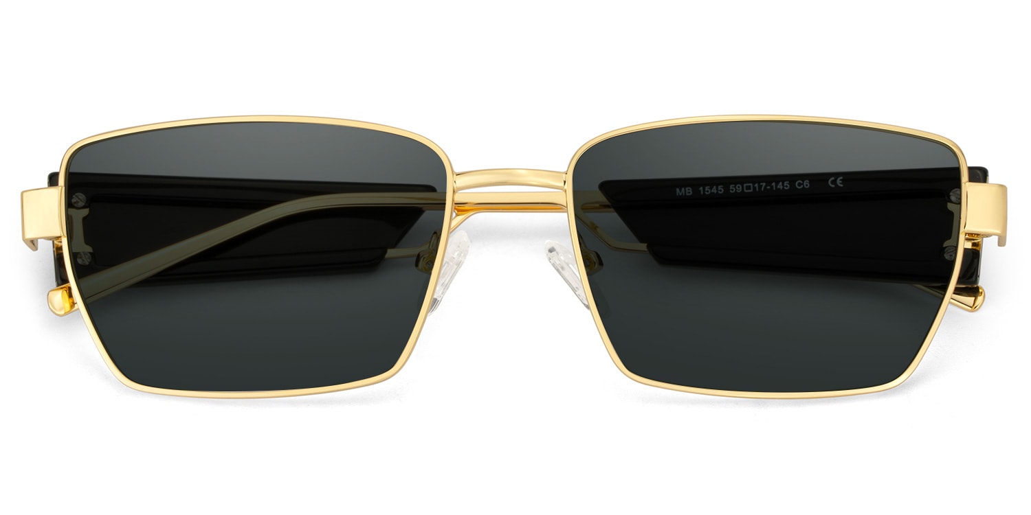 Aluna Rectangle Gold Polarized Sunglasses