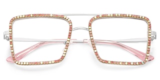Diva Square Pink White Glasses2