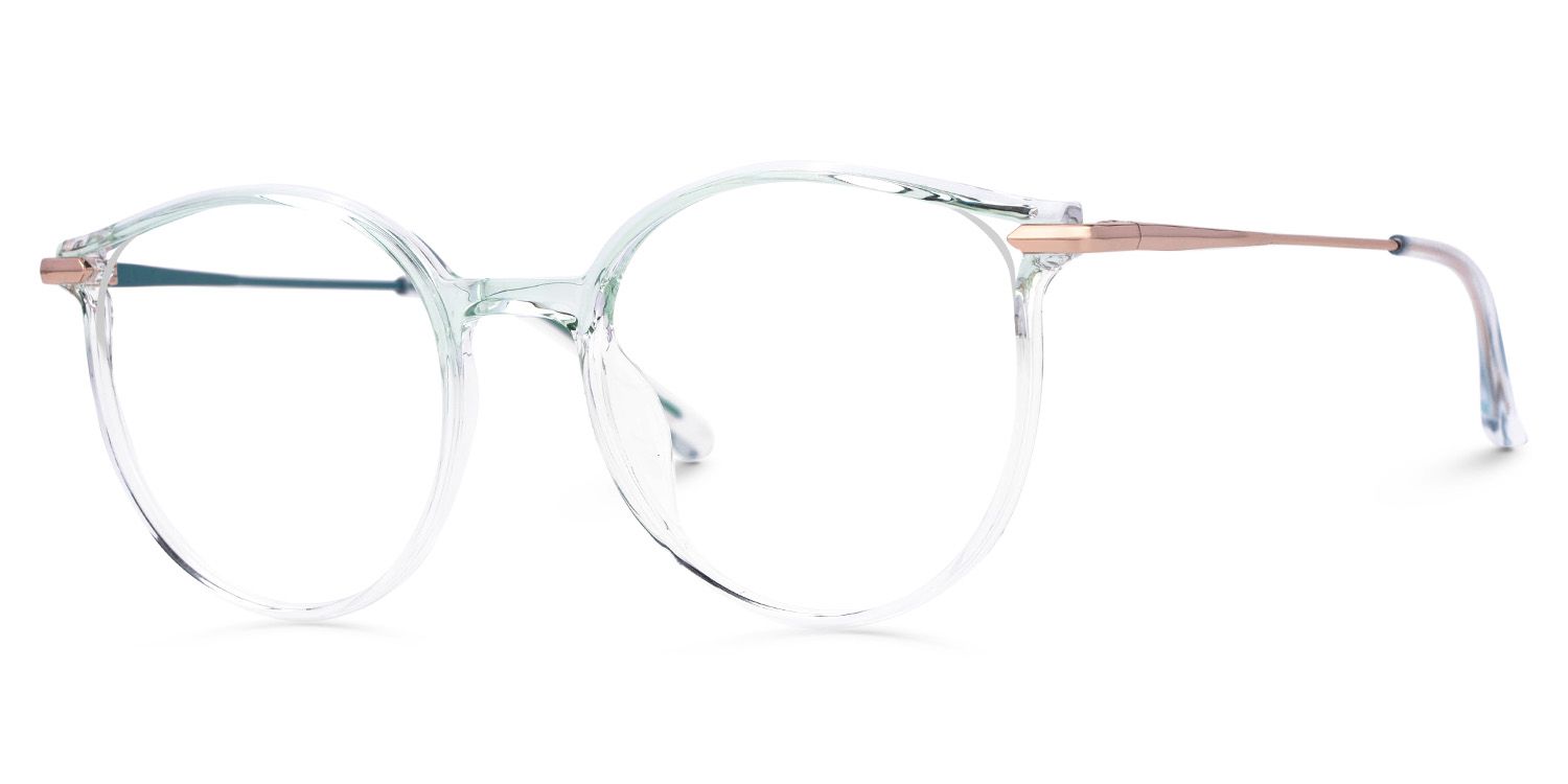 Caylan Round Green Transparent Frame Glasses1
