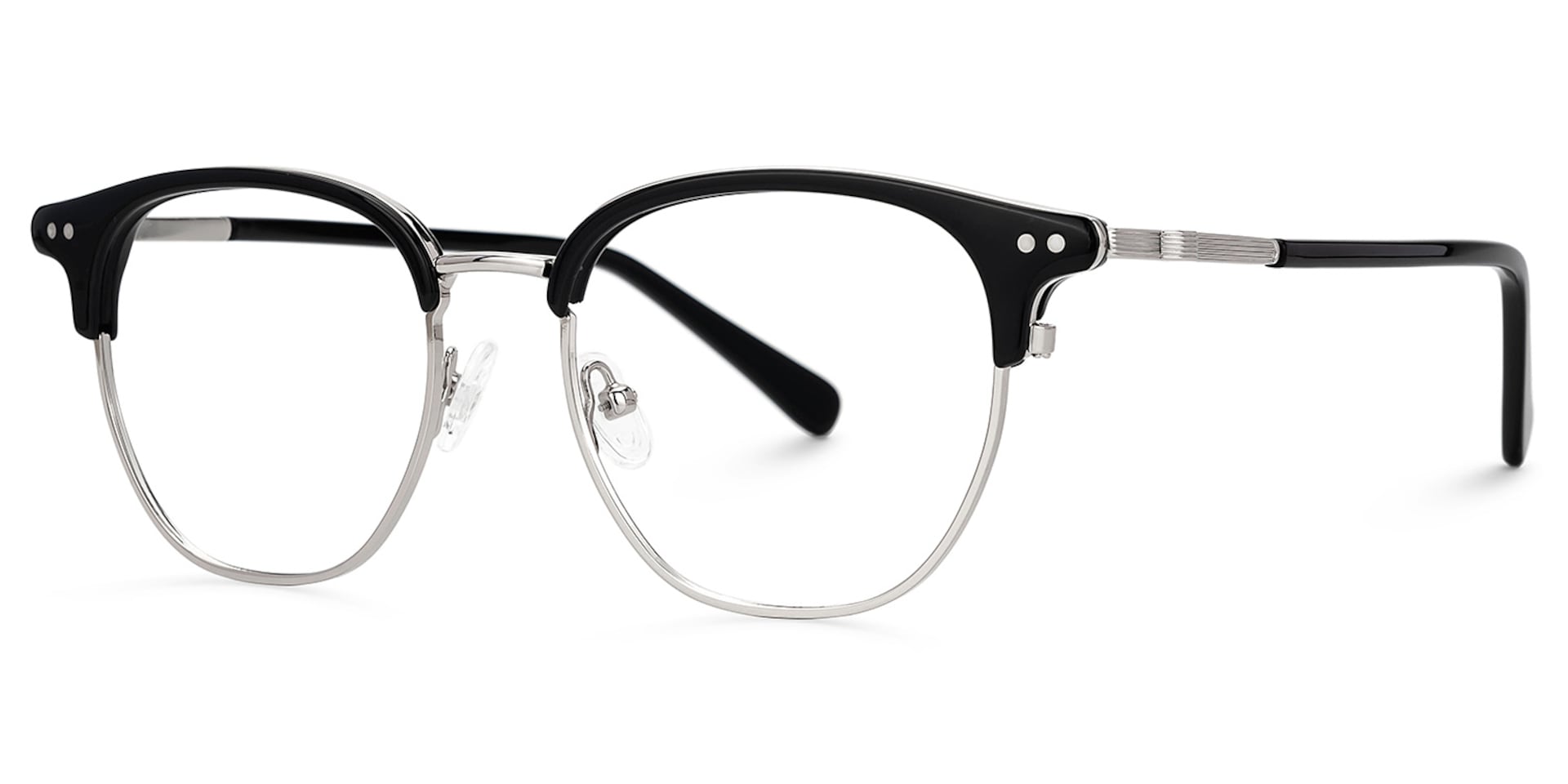 Black Mixed-Materials Geometric Eyeglasses- Geno1