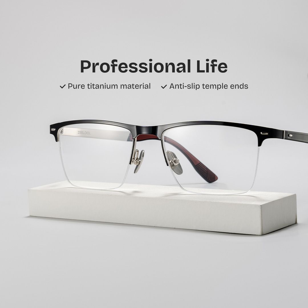 Browline Black Eyeglasses- Brock Titanium Frame Glasses2