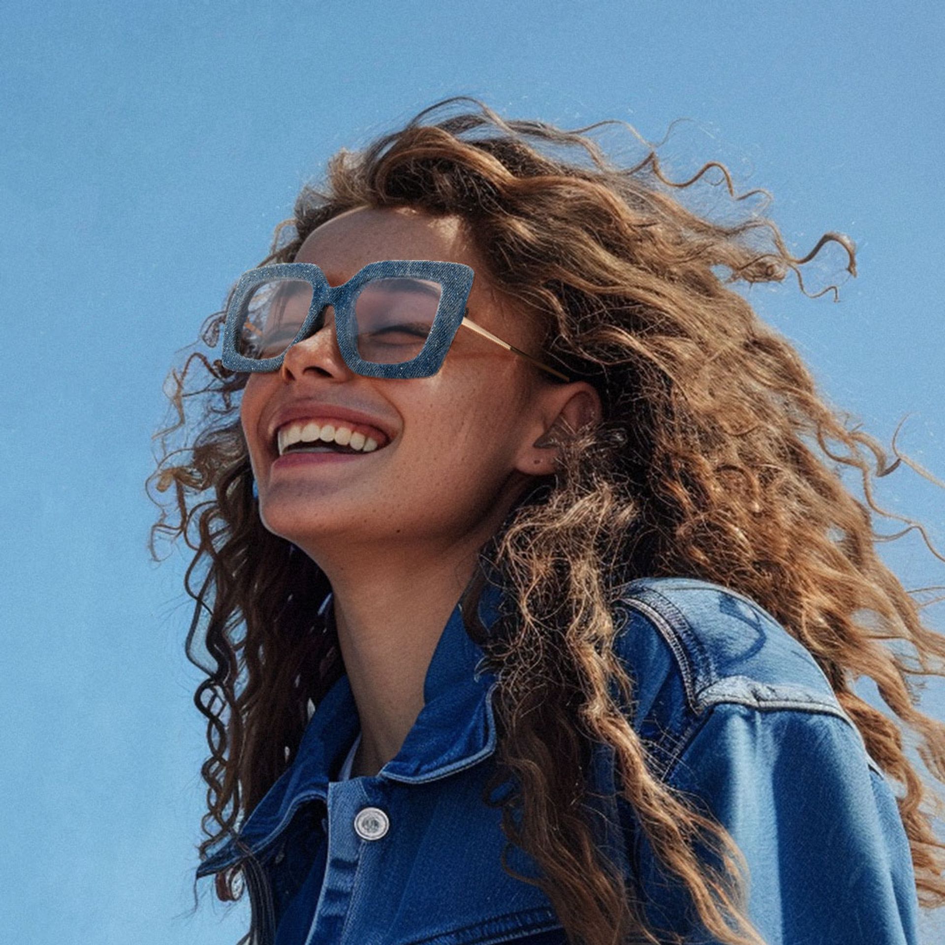 Latanya Denim Blue Glitter Glasses Made From Jeans4