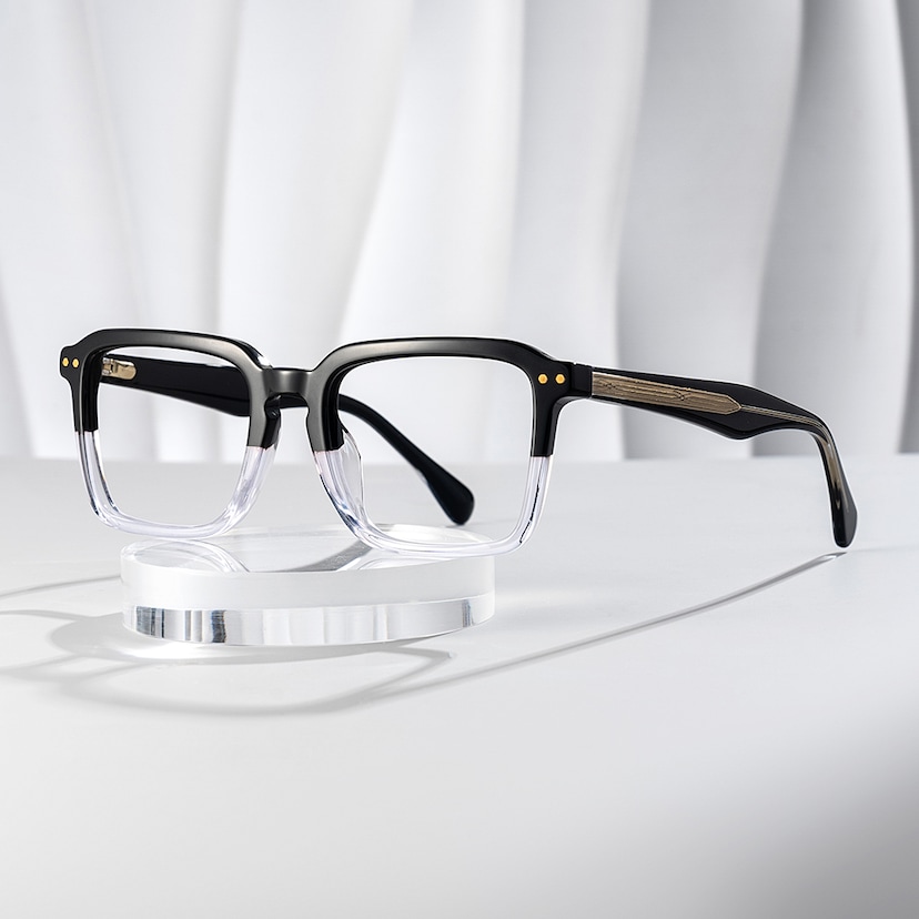 Vickerie Rectangle Black Crystal Glasses
