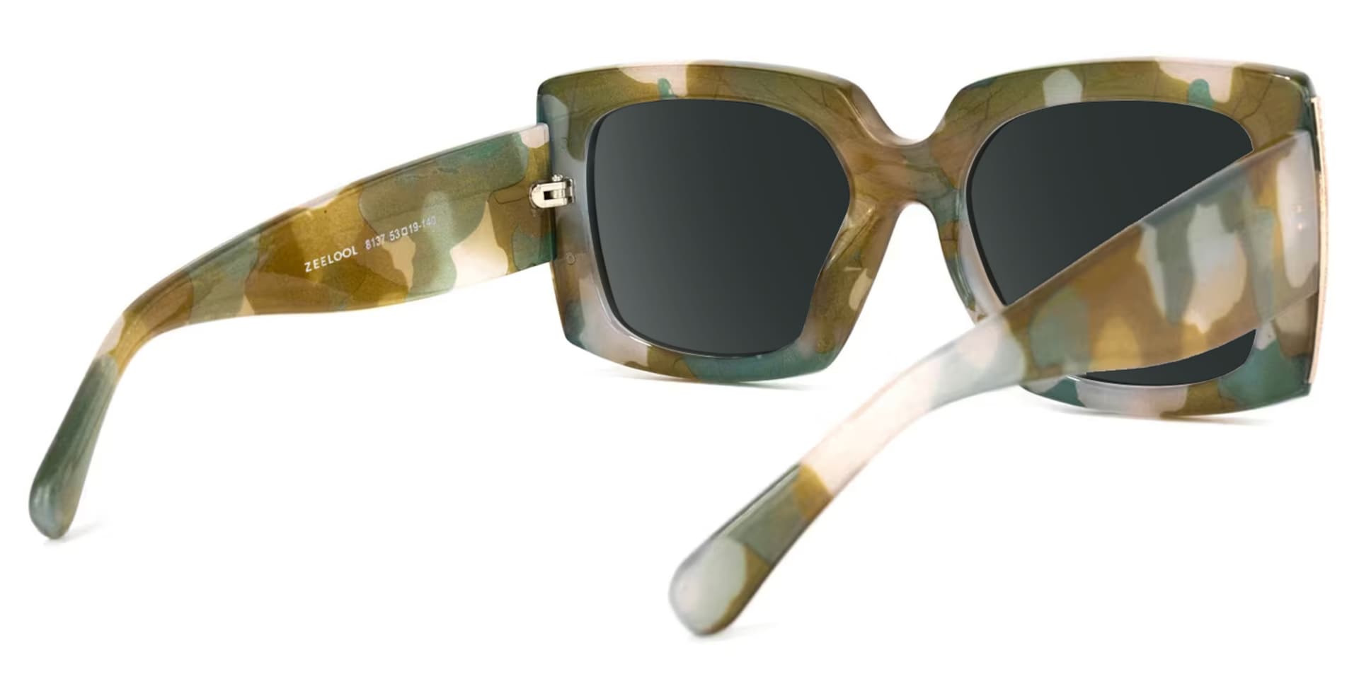 Yael Square Wide Olive Sunglasses and Big Frames4
