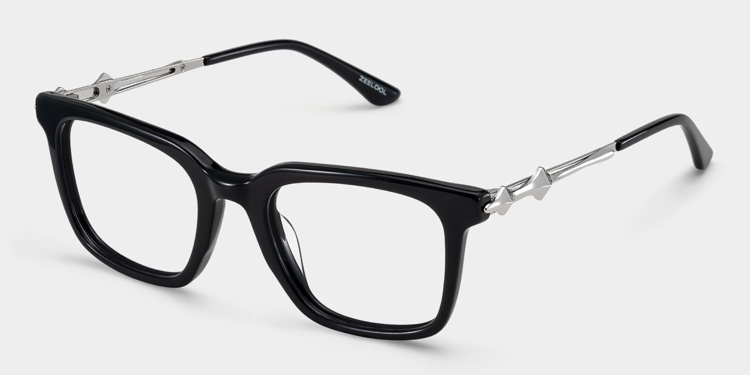 Reese black glasses with silver rims Online | ZEELOOL4