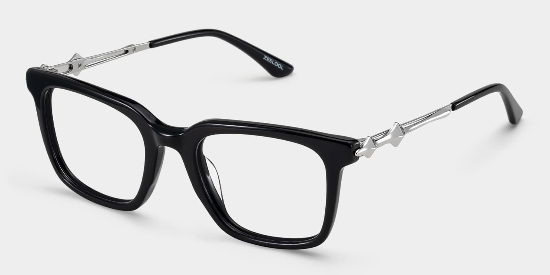 Reese black glasses with silver rims Online | ZEELOOL4