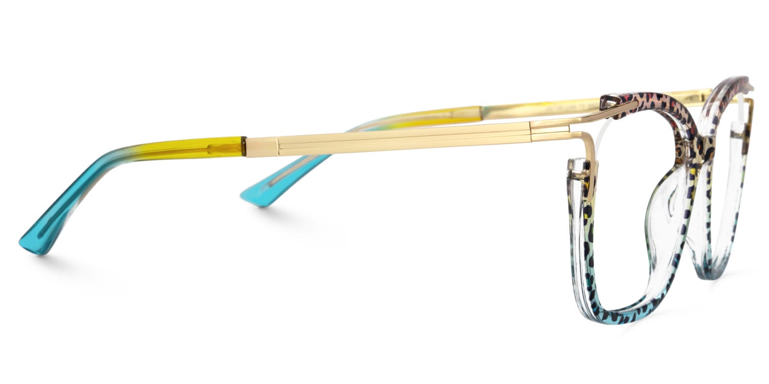 Sidibe Square Blue Leopard Glasses2