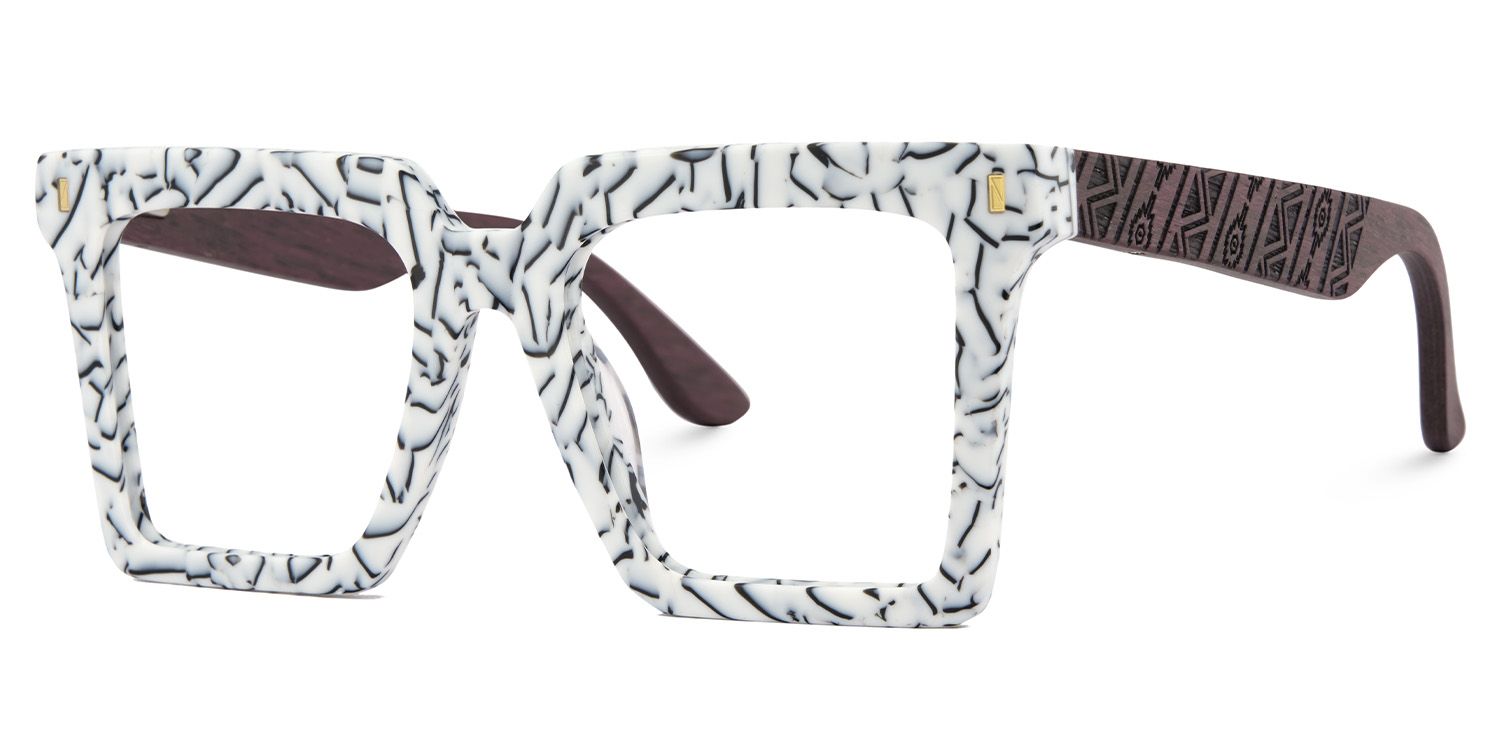 Retro Square Glasses Frames With Wood Temples - Zeelool Glasses3