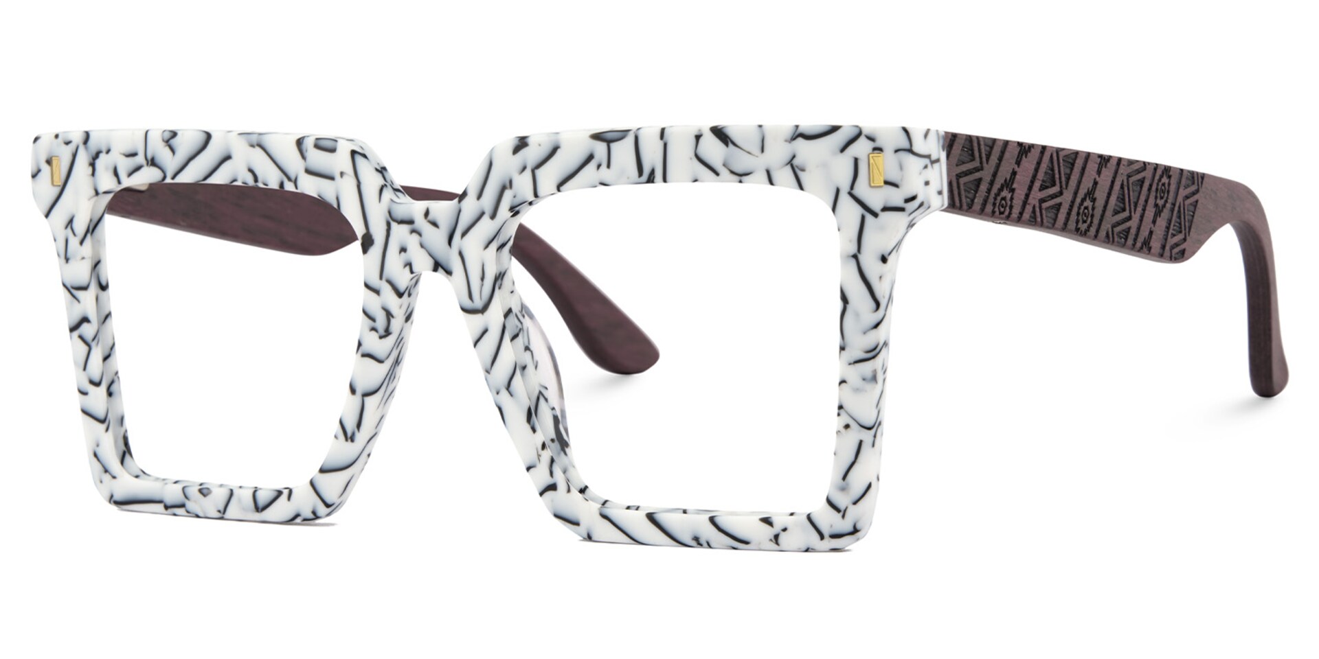 Retro Square Glasses Frames With Wood Temples - Zeelool Glasses3