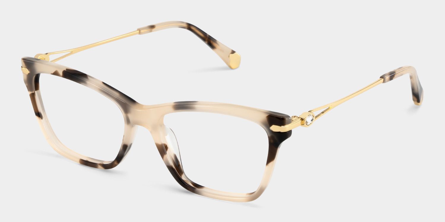 Cat eye Tortoise Eyeglasses- Amelia Mixed Frame Glasses6