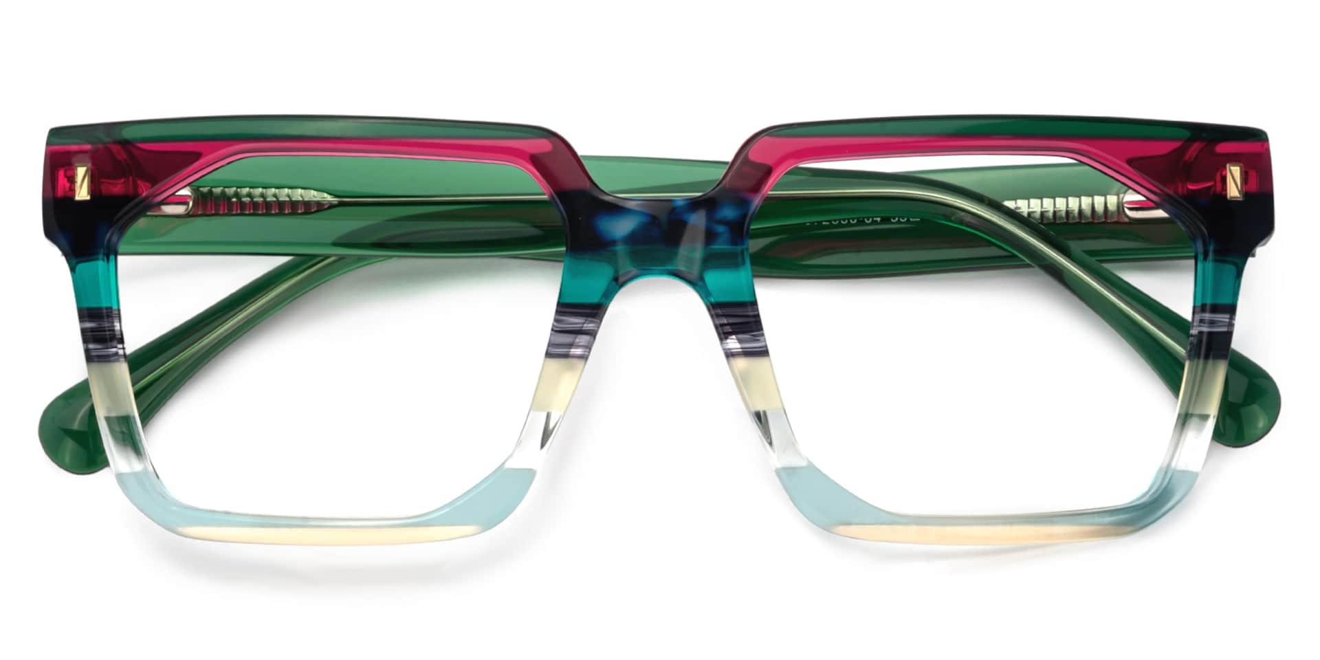 Big Rectangle Glasses With Transparent Green Temples3