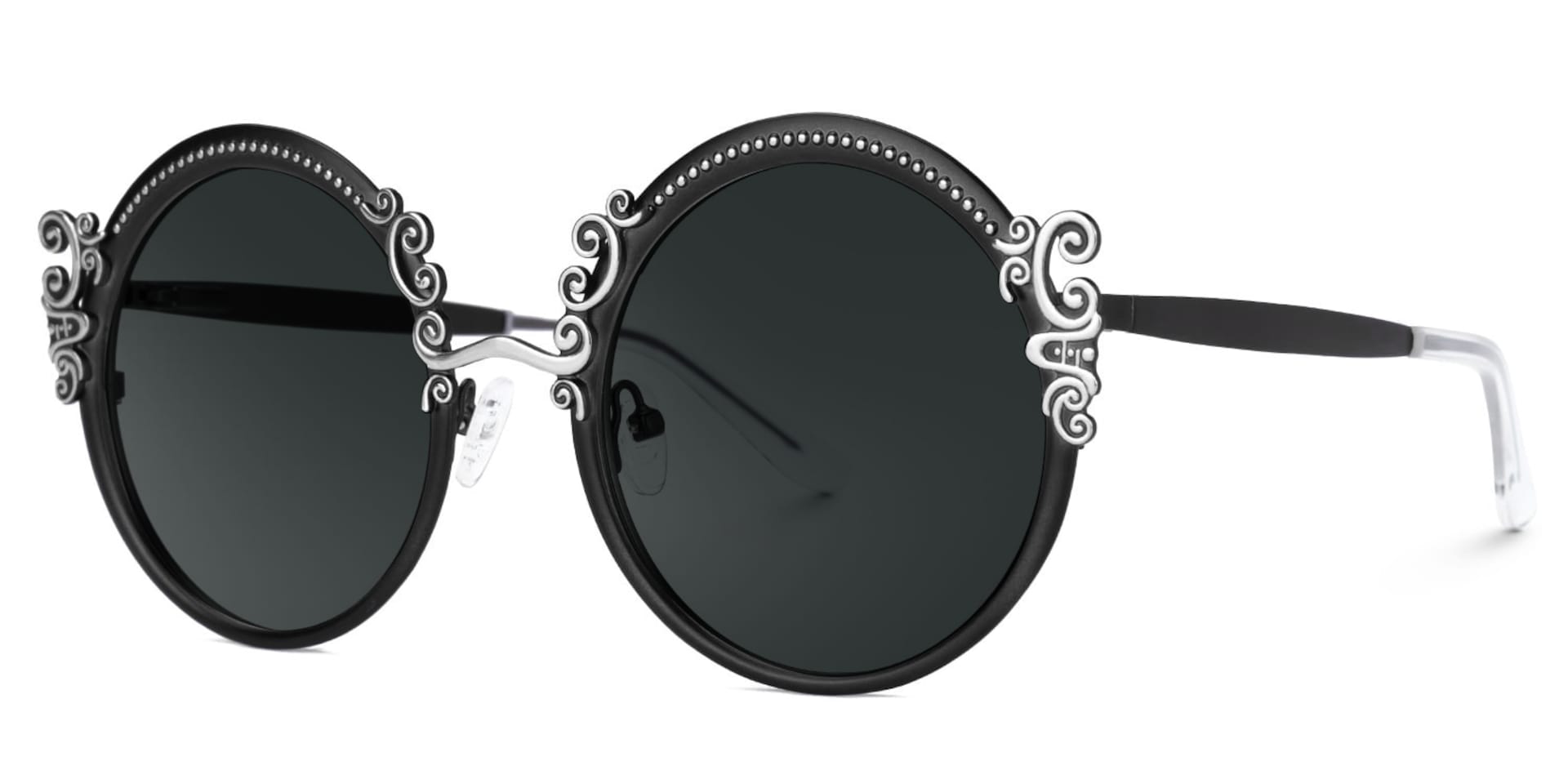 Nelida Designer Sunglasses in Round Black Frame1