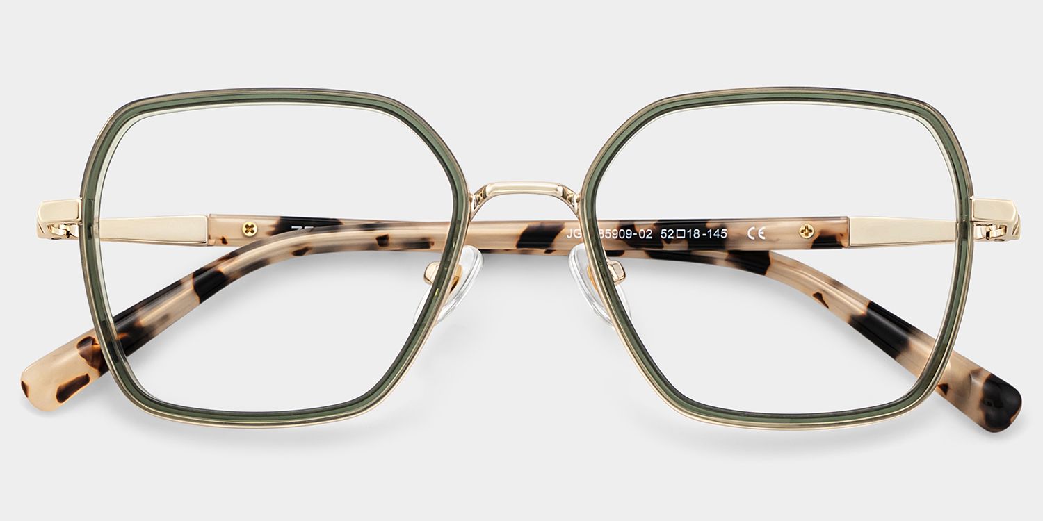Sophie Green Geometric Mixed Frame Glasses for Women | ZEELOOL