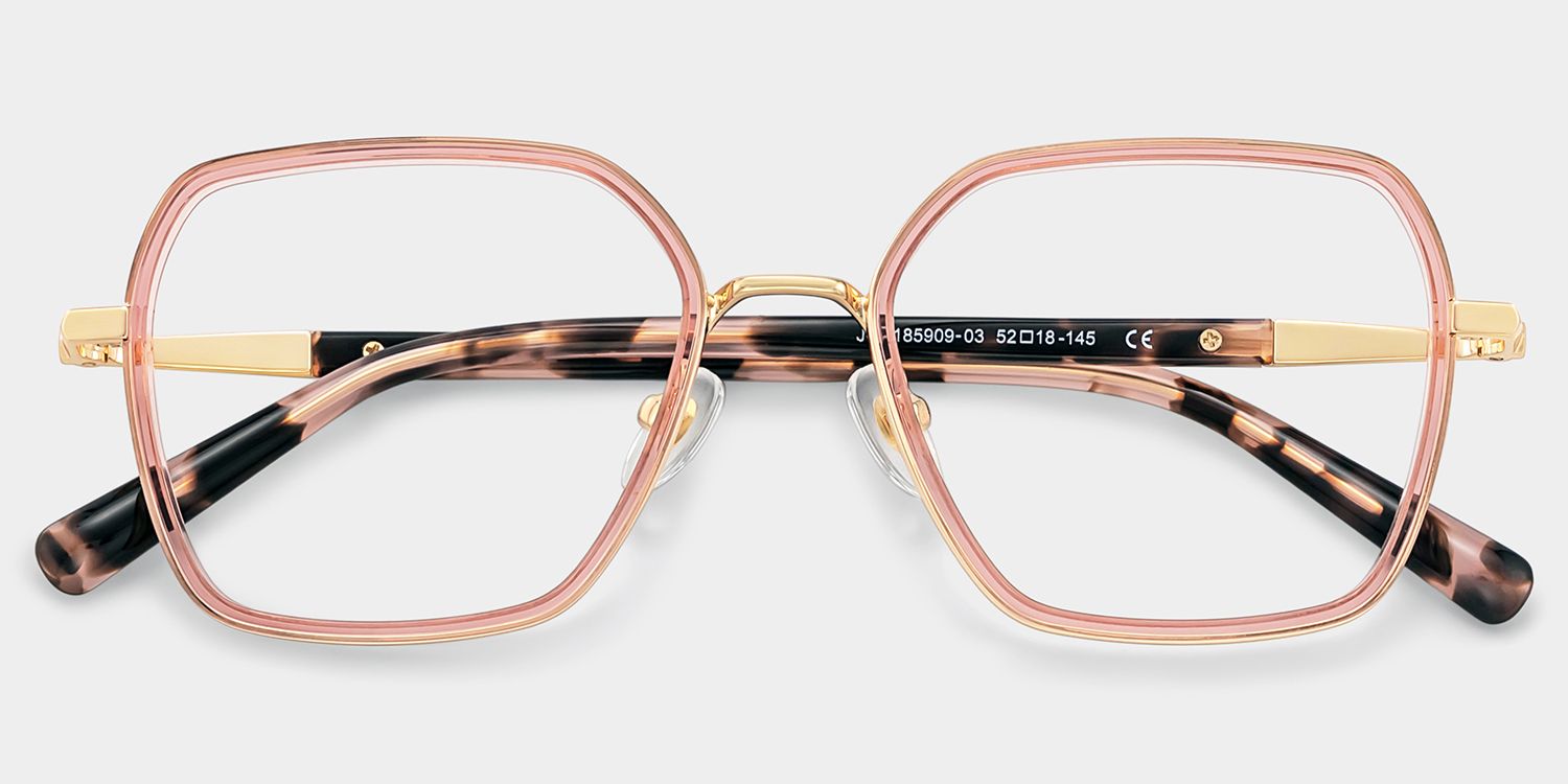 Sophie Pink Geometric Mixed Frame Glasses for Women | ZEELOOL2