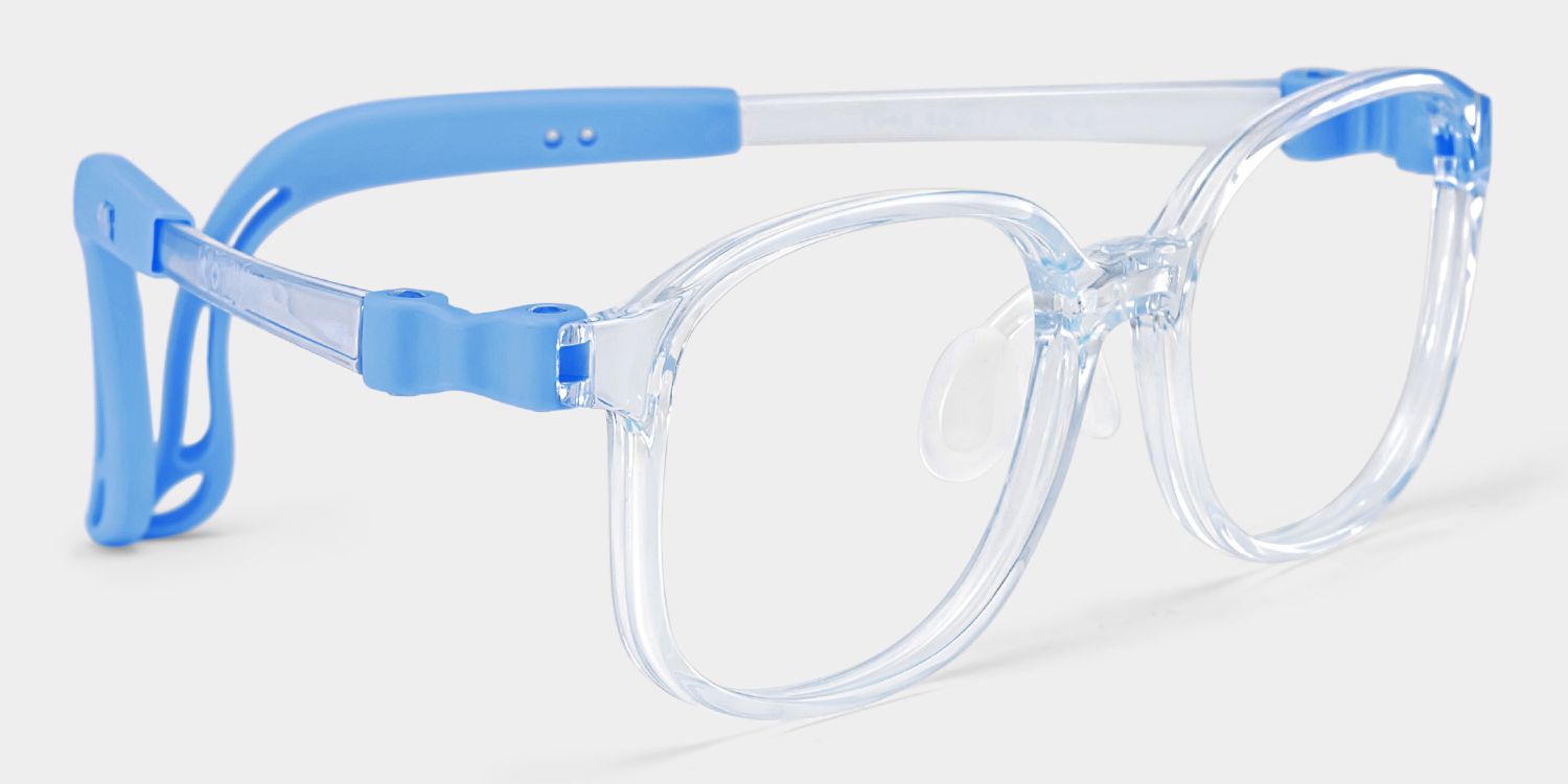 Casey Rectangle Clear Blue Frame Eyeglasses for Pre-tweens2