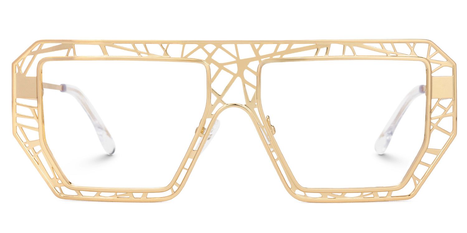 Blake Gold Glasses with Geometric Extra Large Frames | ZEELOOL Canada0