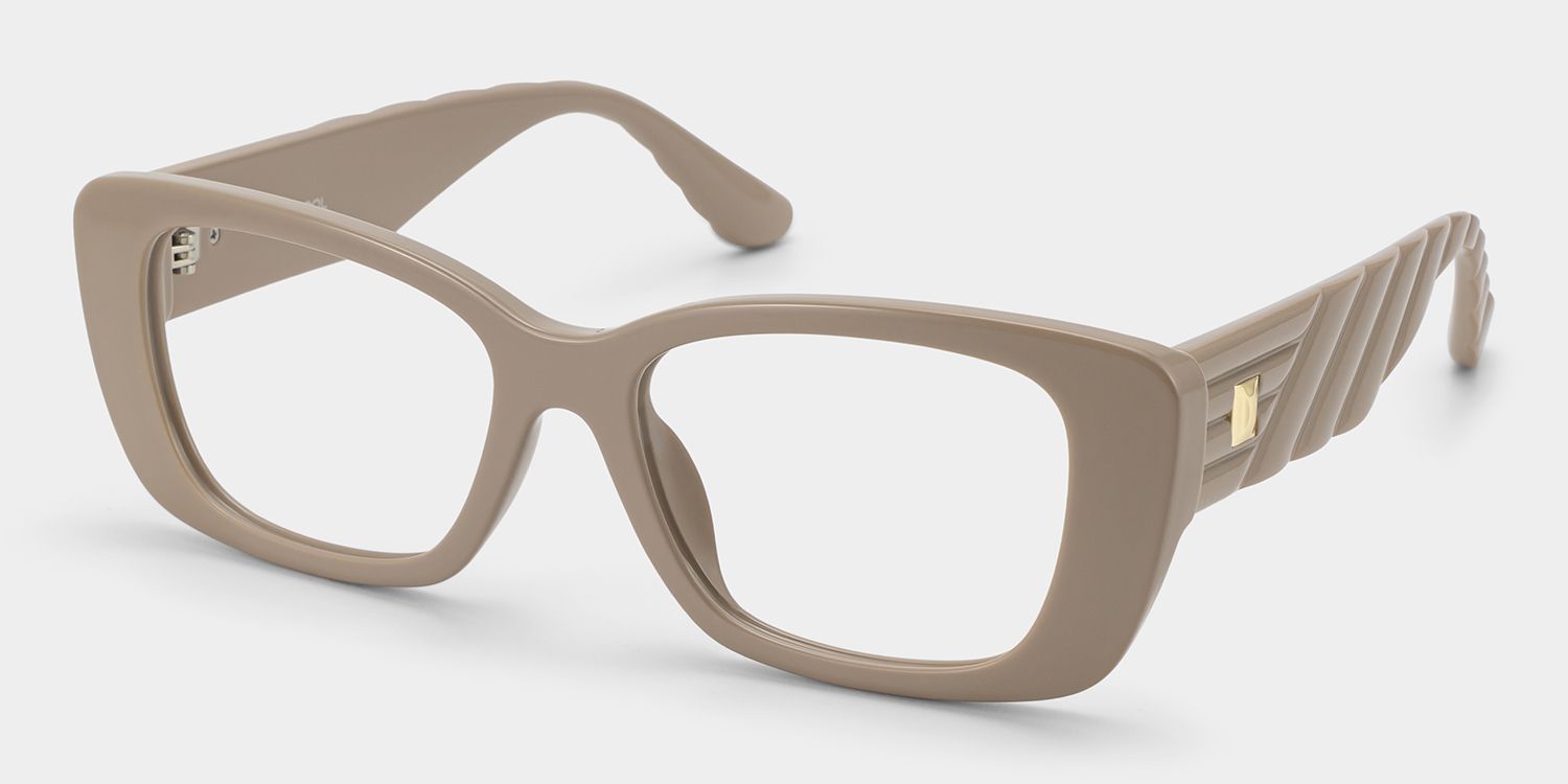 Hannah Beige Rectangle Frame Glasses | ZEELOOL3