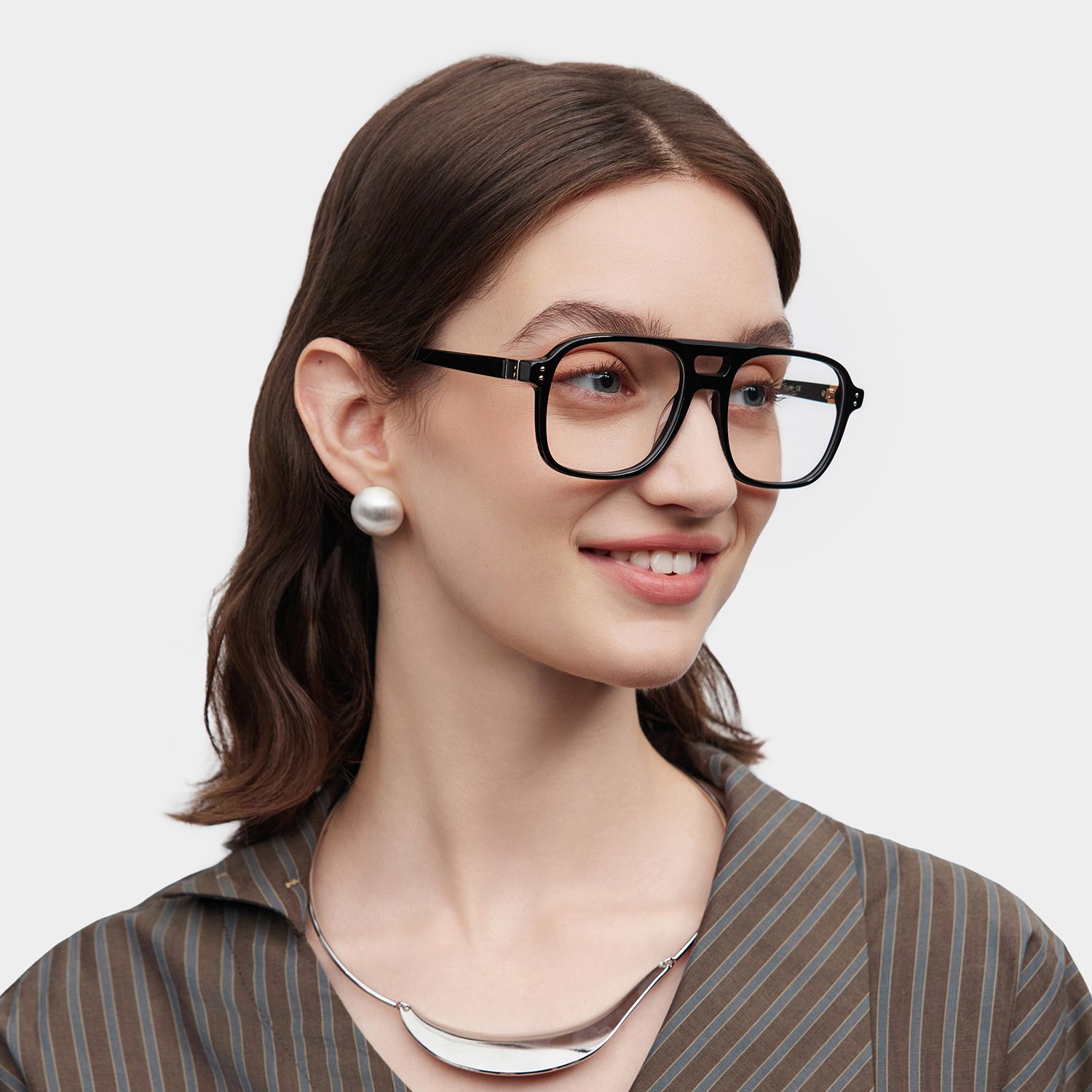 Athena Black Frame Glasses with Aviator Frame Online | ZEELOOL1
